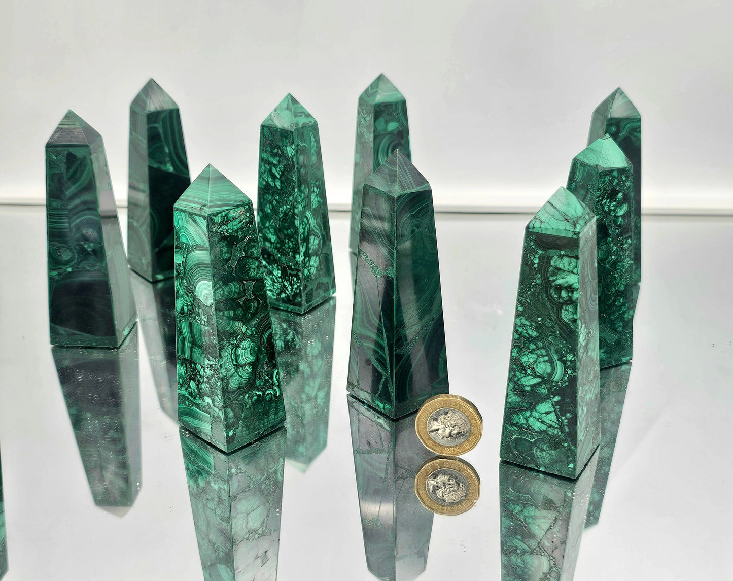 small high quality malachite crystal tower