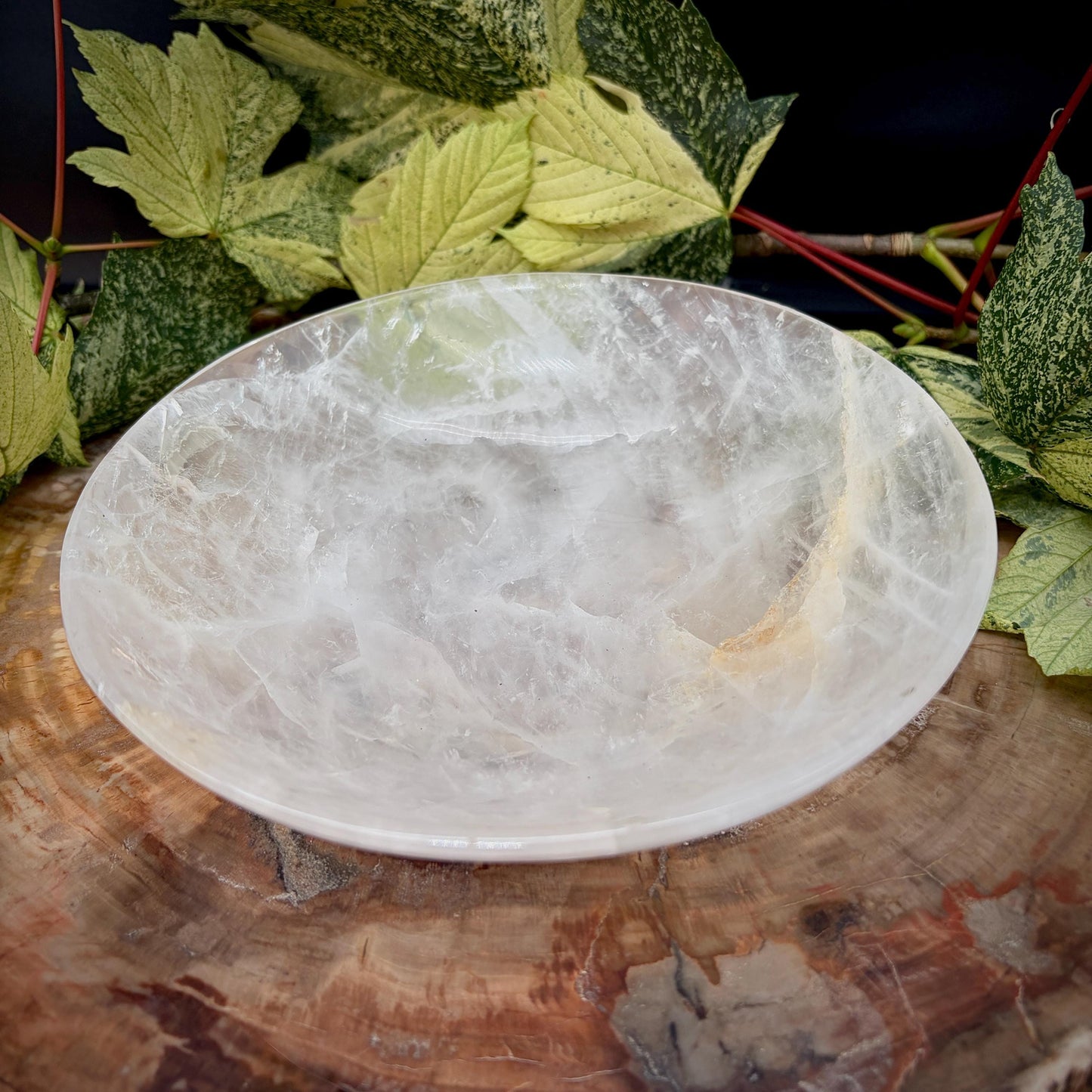 Statement Clear Quartz crystal bowl for interior display