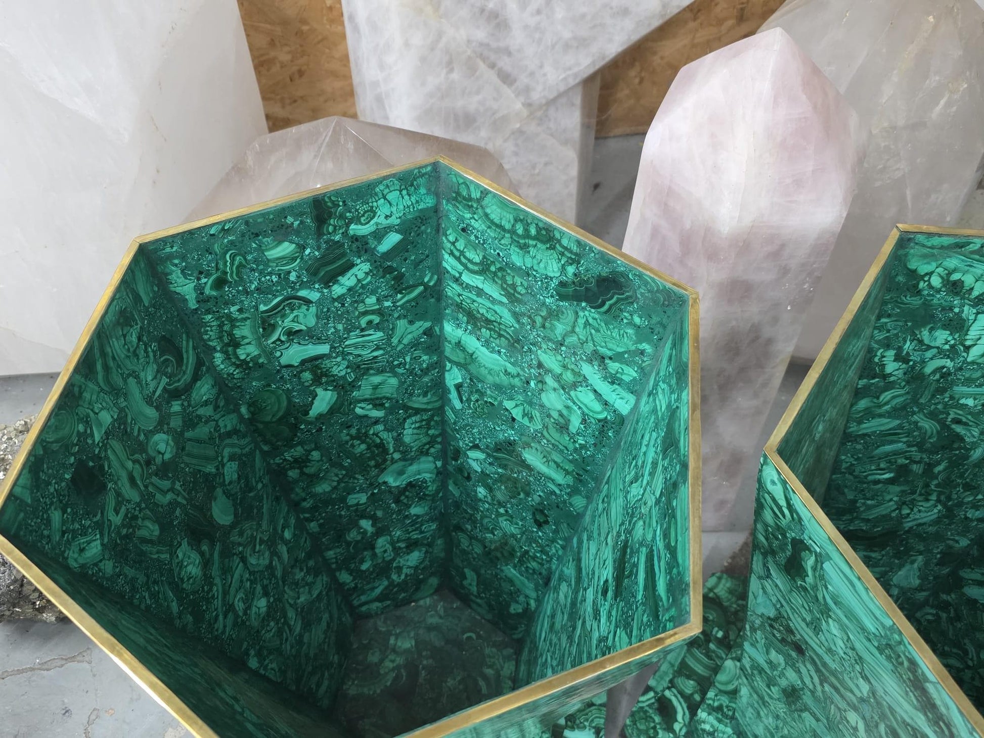 Statement malachite vase for high-end interior design and collectors