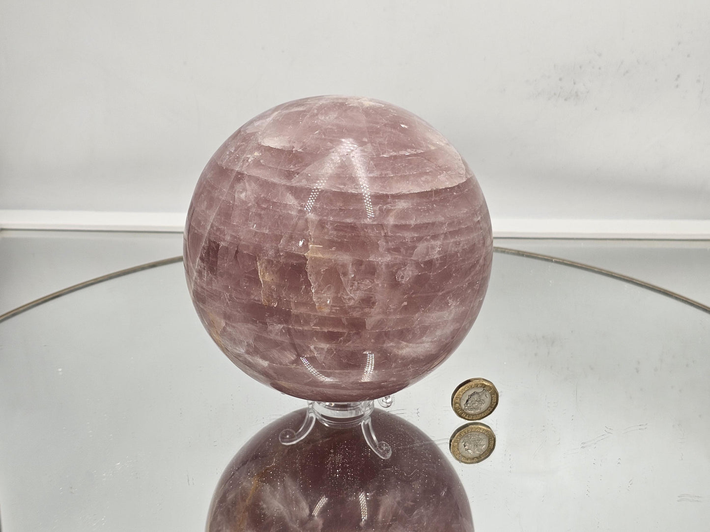 Stunning star rose quartz sphere, perfect luxury crystal piece