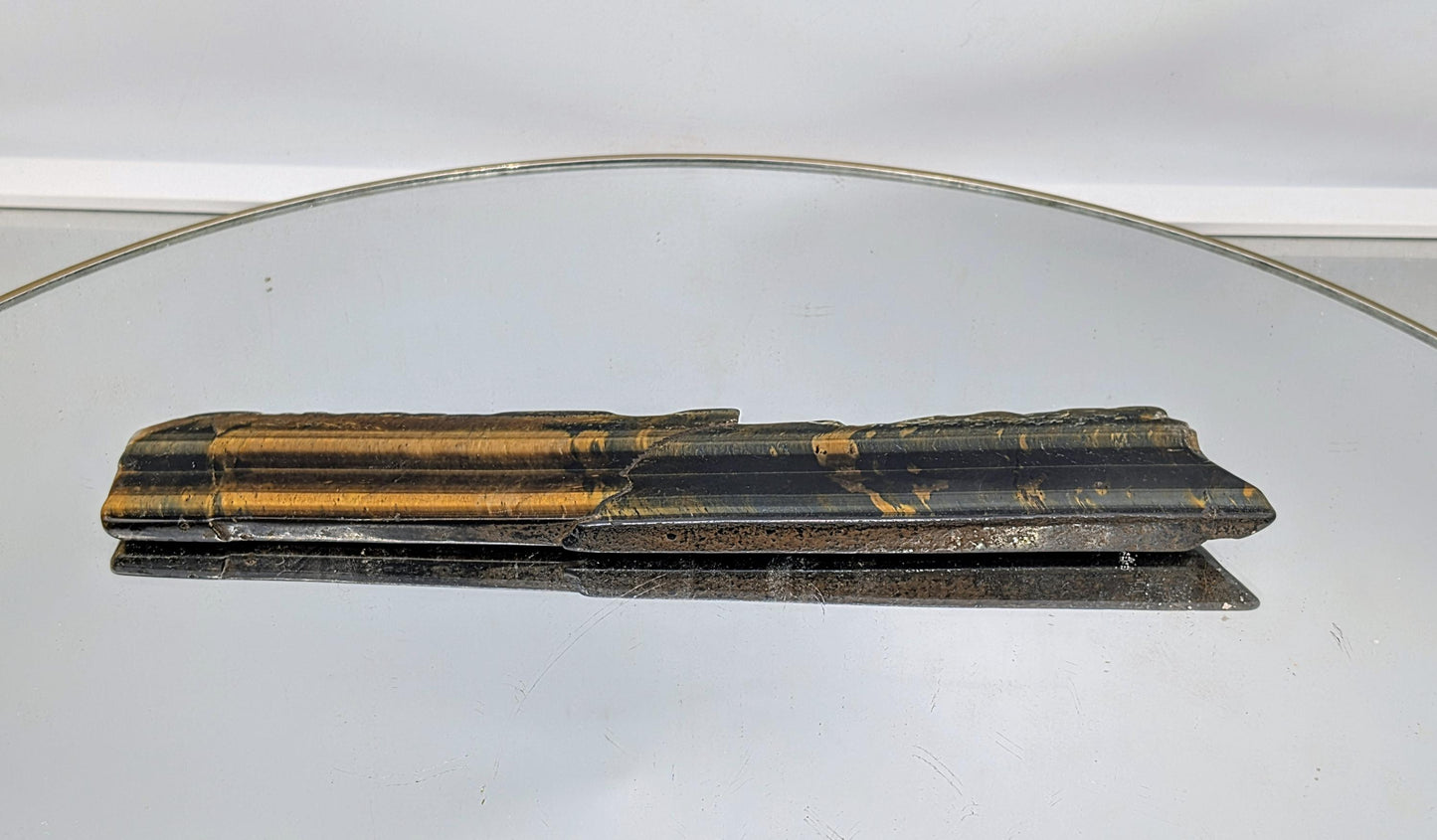 Large Tiger’s Eye stone slice with unique color variations