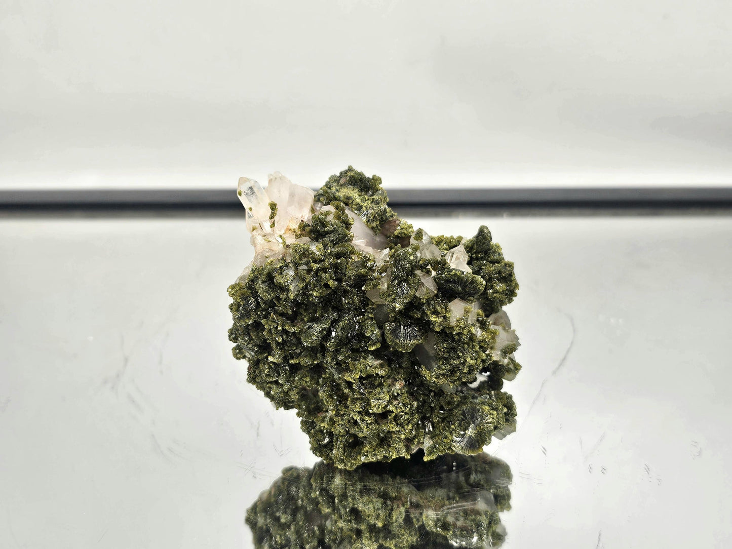 Unique Forest Epidote Quartz display piece, sourced from Midelt, Morocco, perfect for decor.