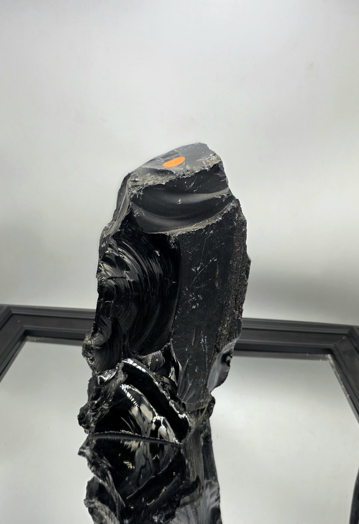 unpolished Obsidian crystal used as Wabi-Sabi inspired home decor.
