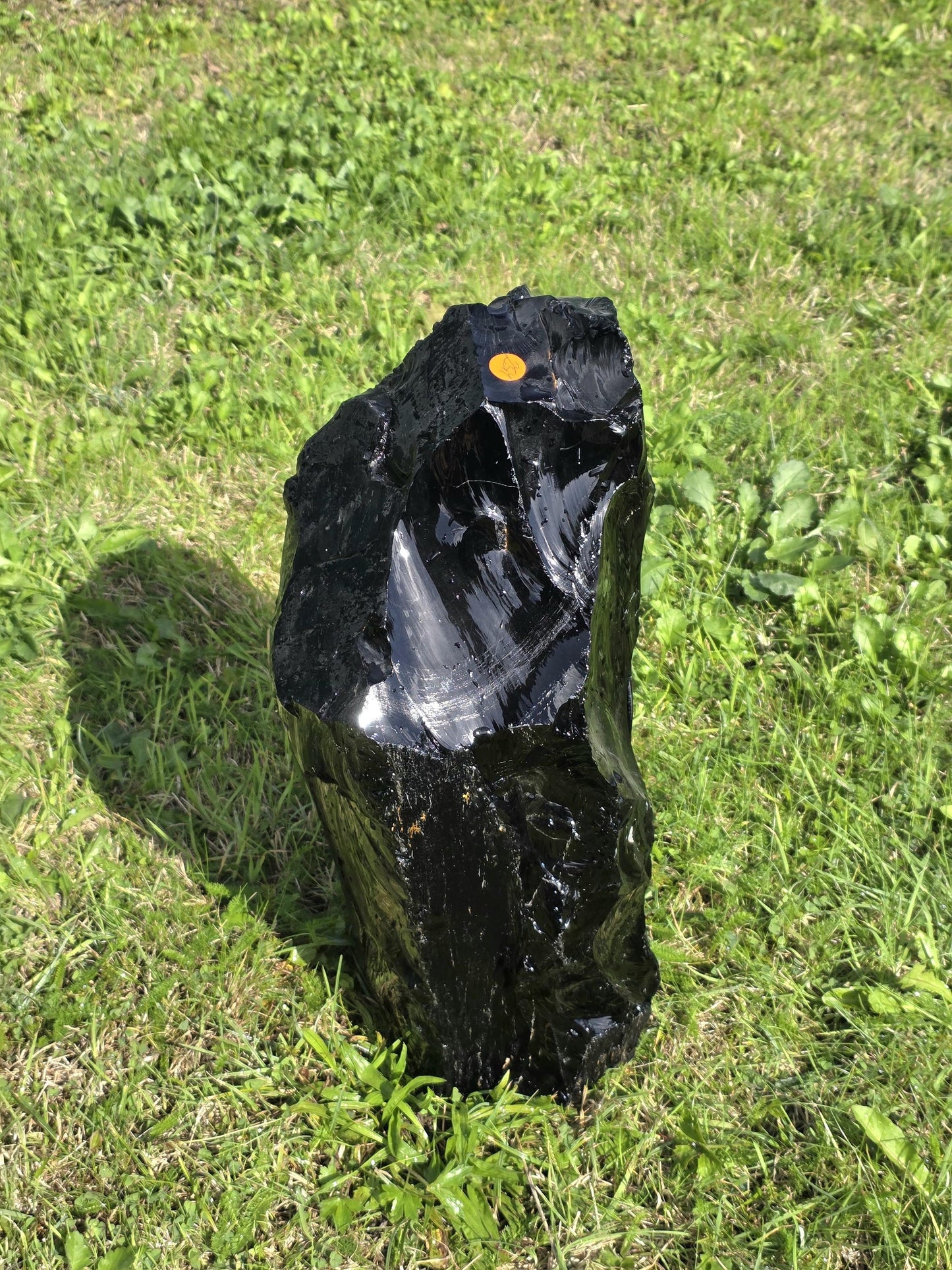 XXL Obsidian raw freestanding volcanic stone.