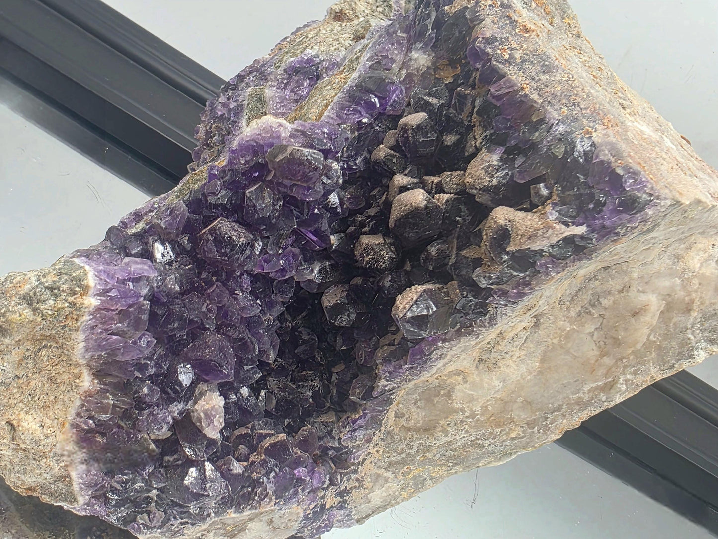 Dark purple amethyst cluster from Zambia’s Mapatizya mines.