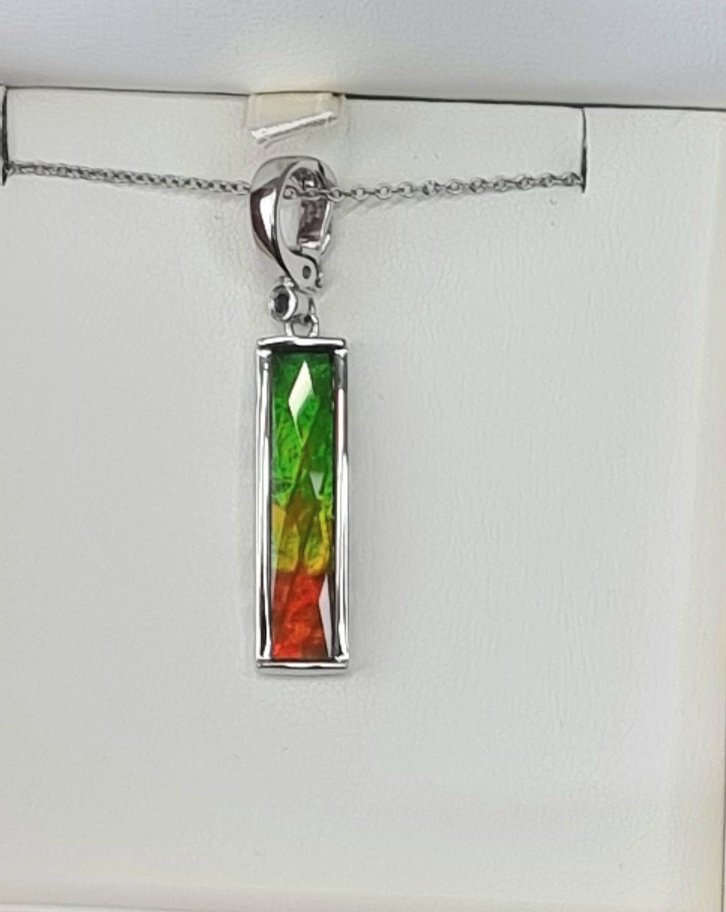 Luxury Ammolite Crystal Silver Necklace