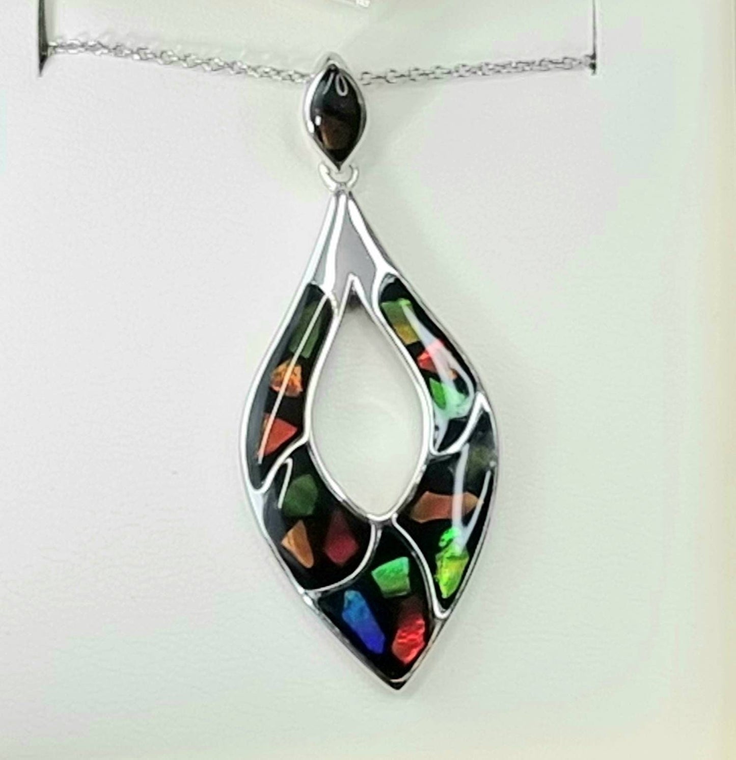 Ammolite Crystal Silver Necklace