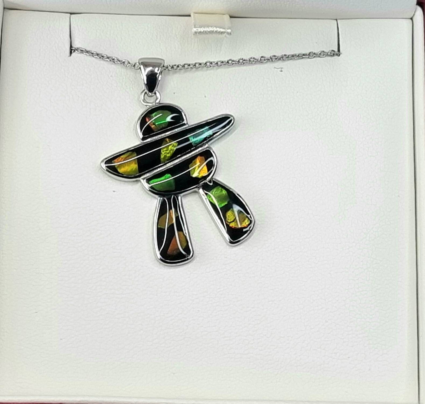 Ammolite Crystal Silver Necklace