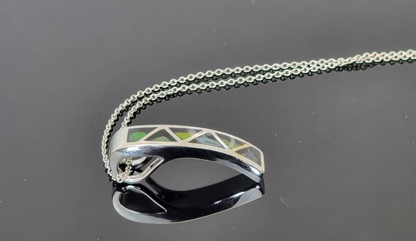 Ammolite Crystal Silver Necklace