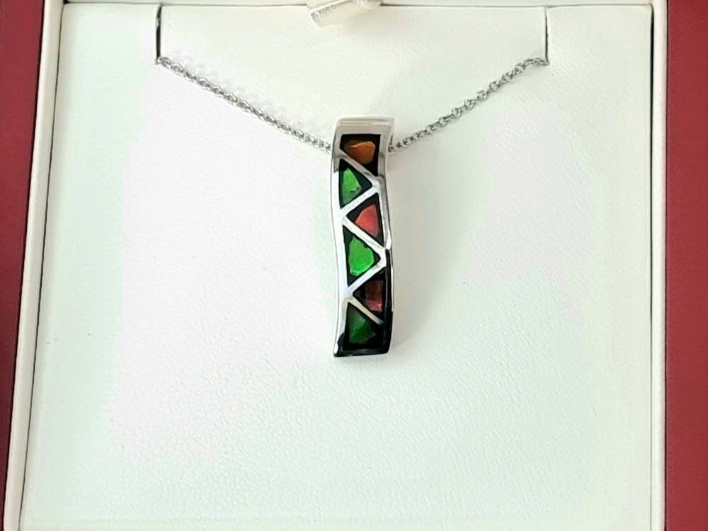 Ammolite Crystal Silver Necklace
