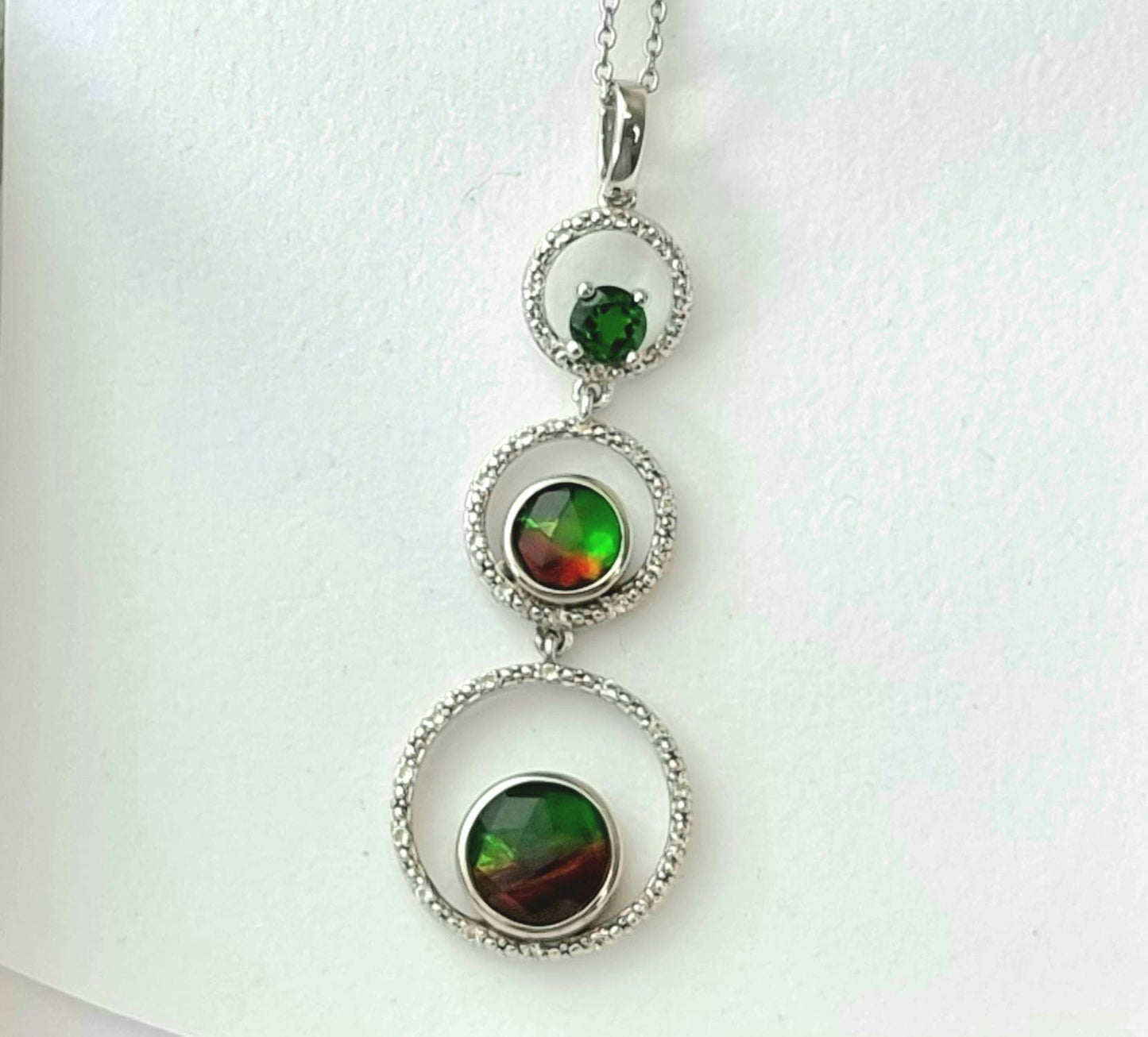 Ammolite Crystal Silver Necklace