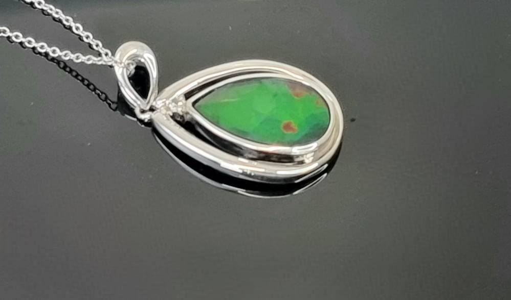 Ammolite Crystal Silver Necklace