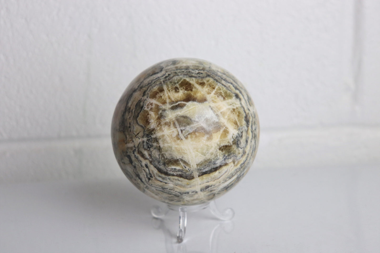74) Bumble Bee Calcite Crystal Sphere 3.5"