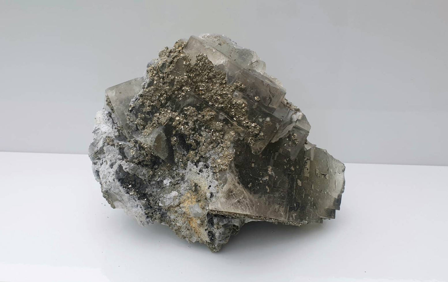 17) Fluorite Crystal + Pyrite Morocco