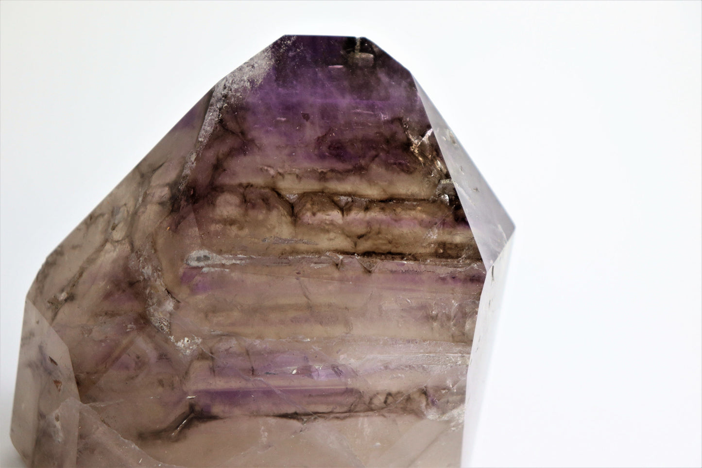 2) Fine Amethyst In Smoky Quartz Large Polished Point 1.35 KG