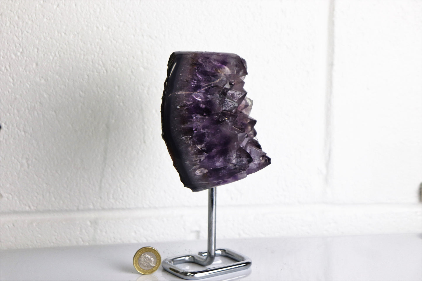 4) Amethyst Crystal On Metal Stand