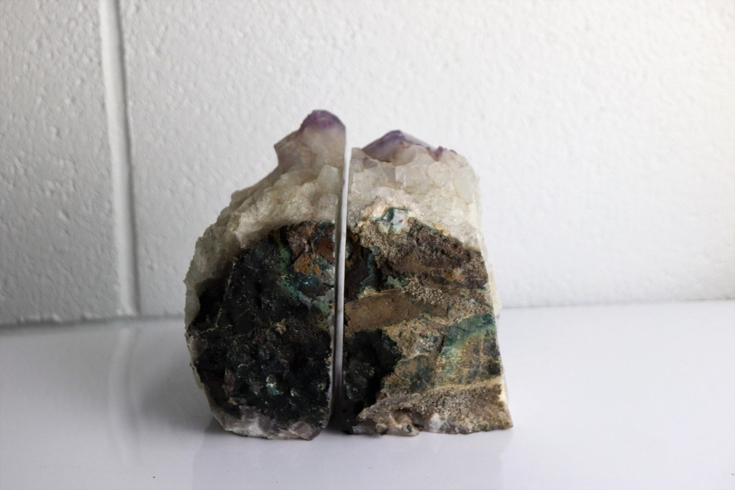 AMB15) Large Amethyst Crystal Bookends
