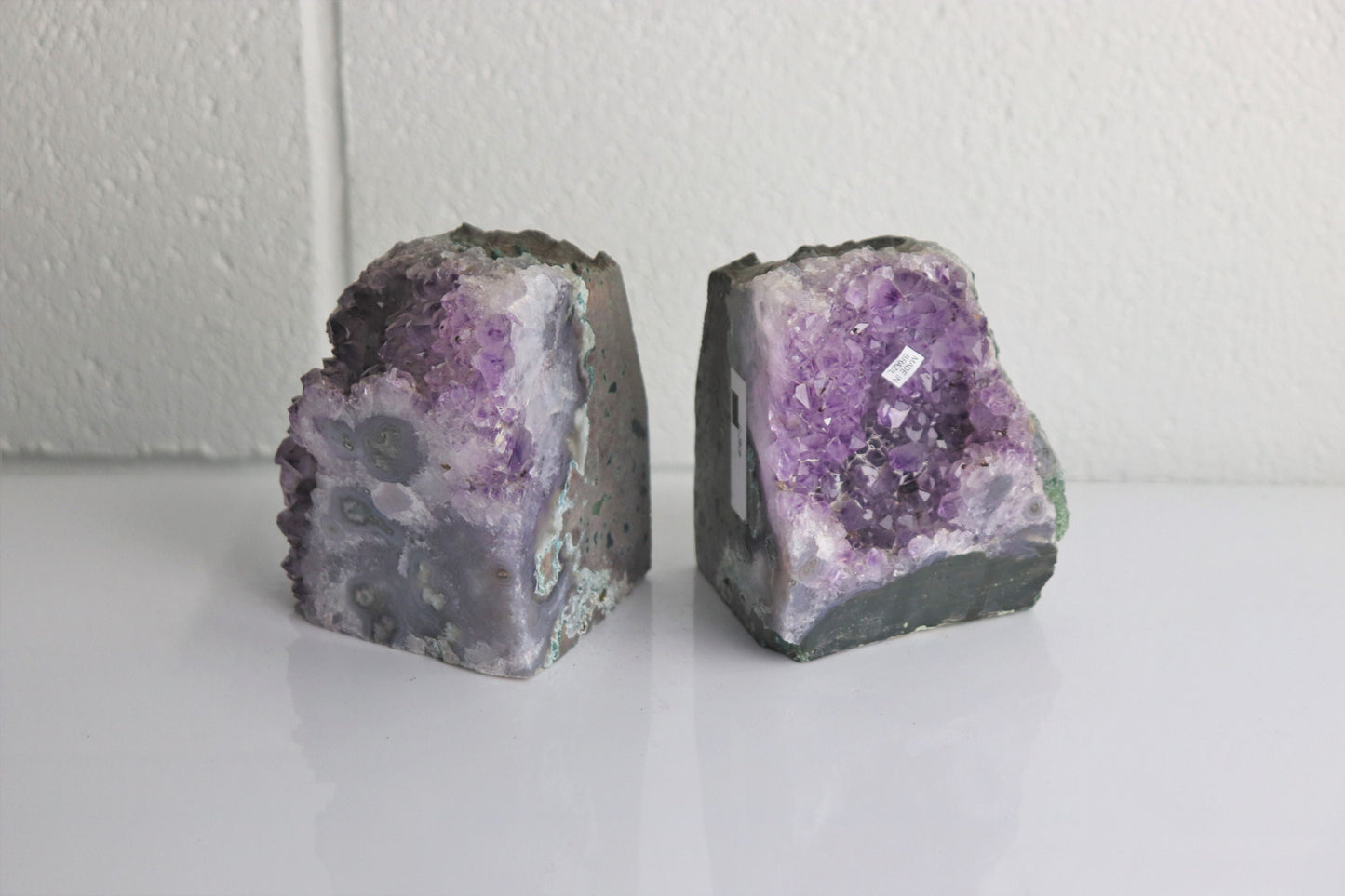 AMB9) Large Amethyst Crystal Bookends