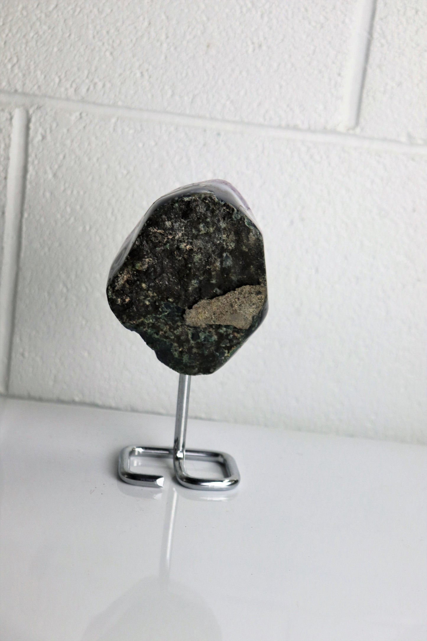 17) Large Amethyst Crystal On Metal Stand