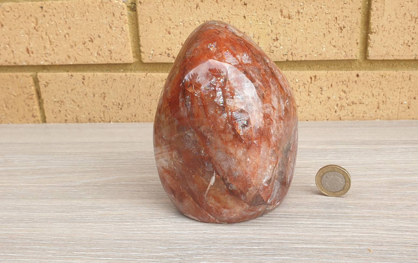 4) Red Hematoid Fire Quartz Crystal Polished Freestanding