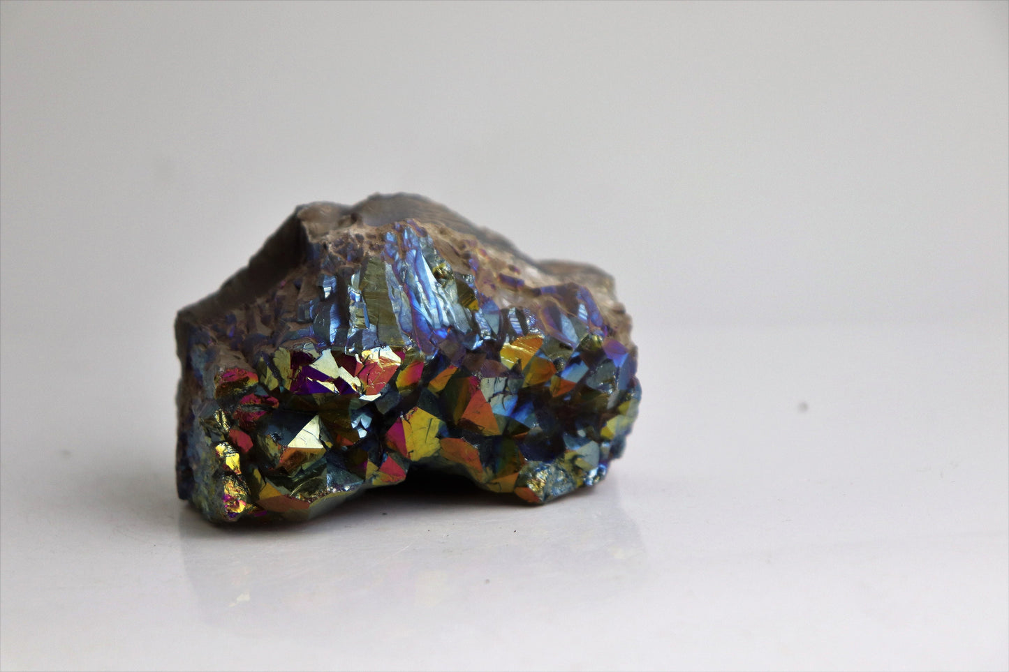 37) Titanium Aura Amethyst Rainbow Crystal Cluster