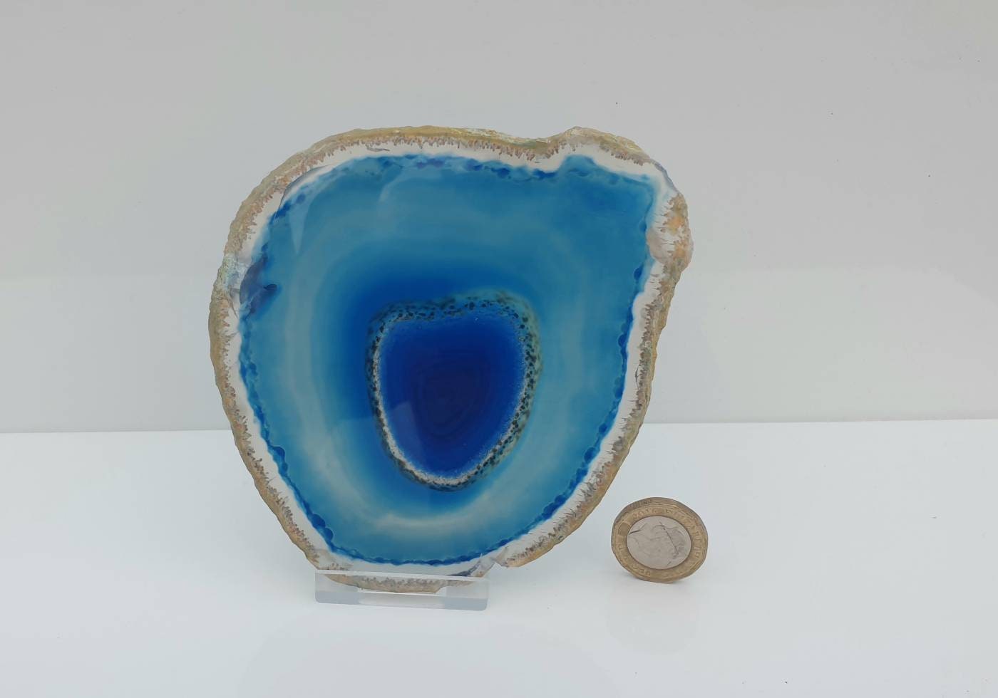 beautiful blue agate crystal slice