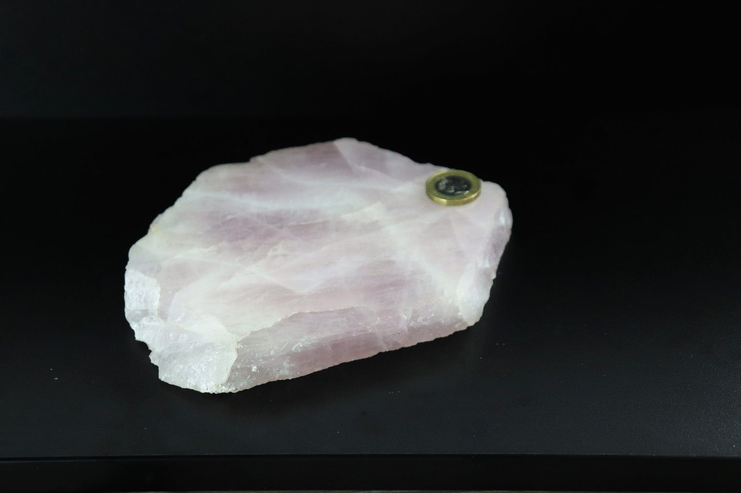 42) Large Rose Quartz Crystal Slice