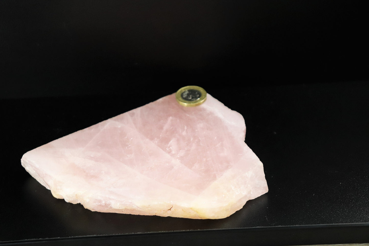 13) Large Rose Quartz Crystal Slice
