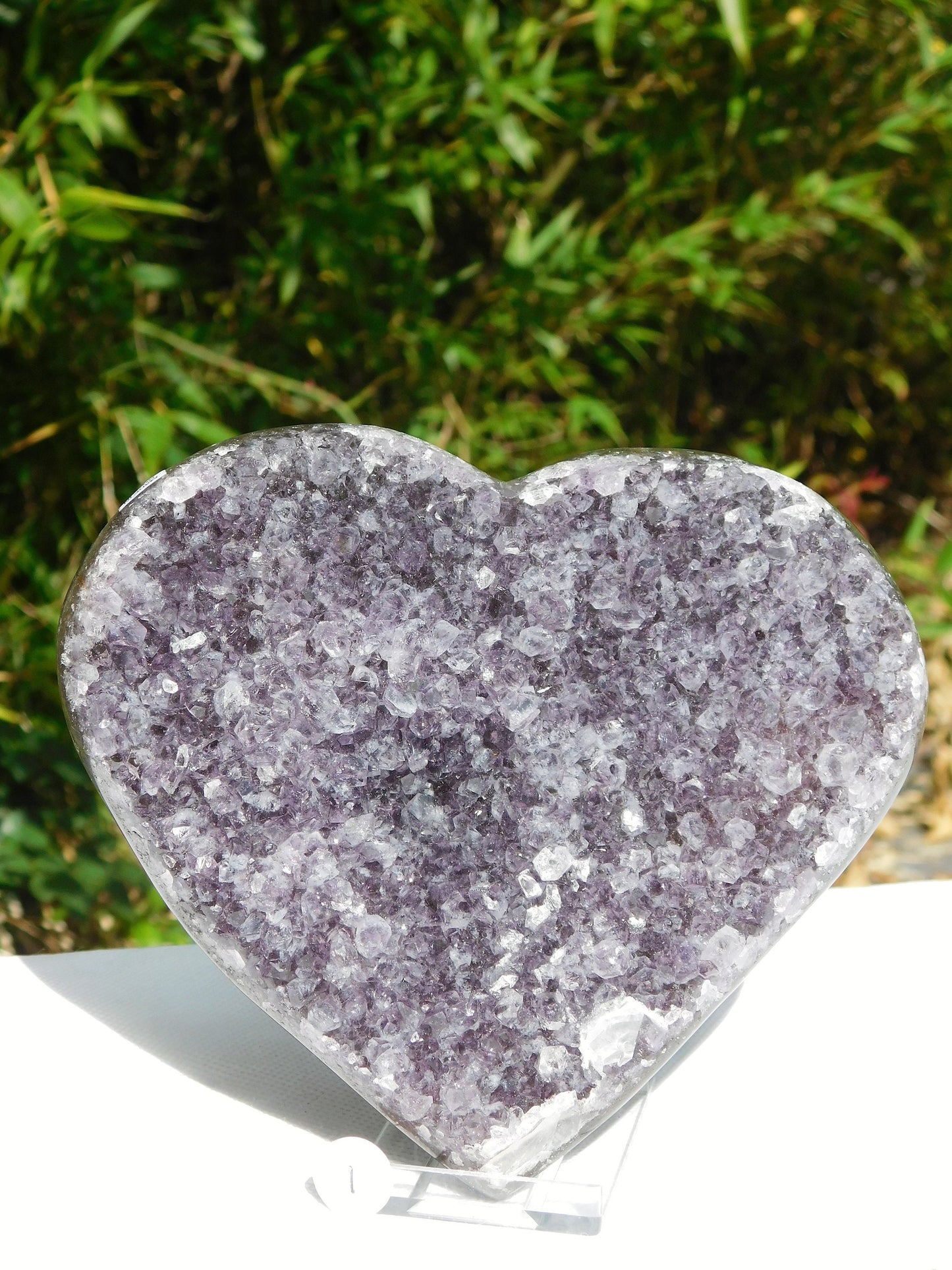 1) Large Amethyst Crystal Heart Purple Quartz Geode Great Romantic Gift