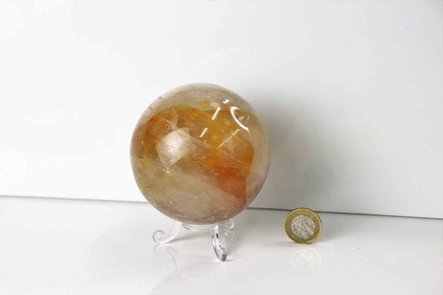 42) Golden Healer Quartz Crystal Sphere