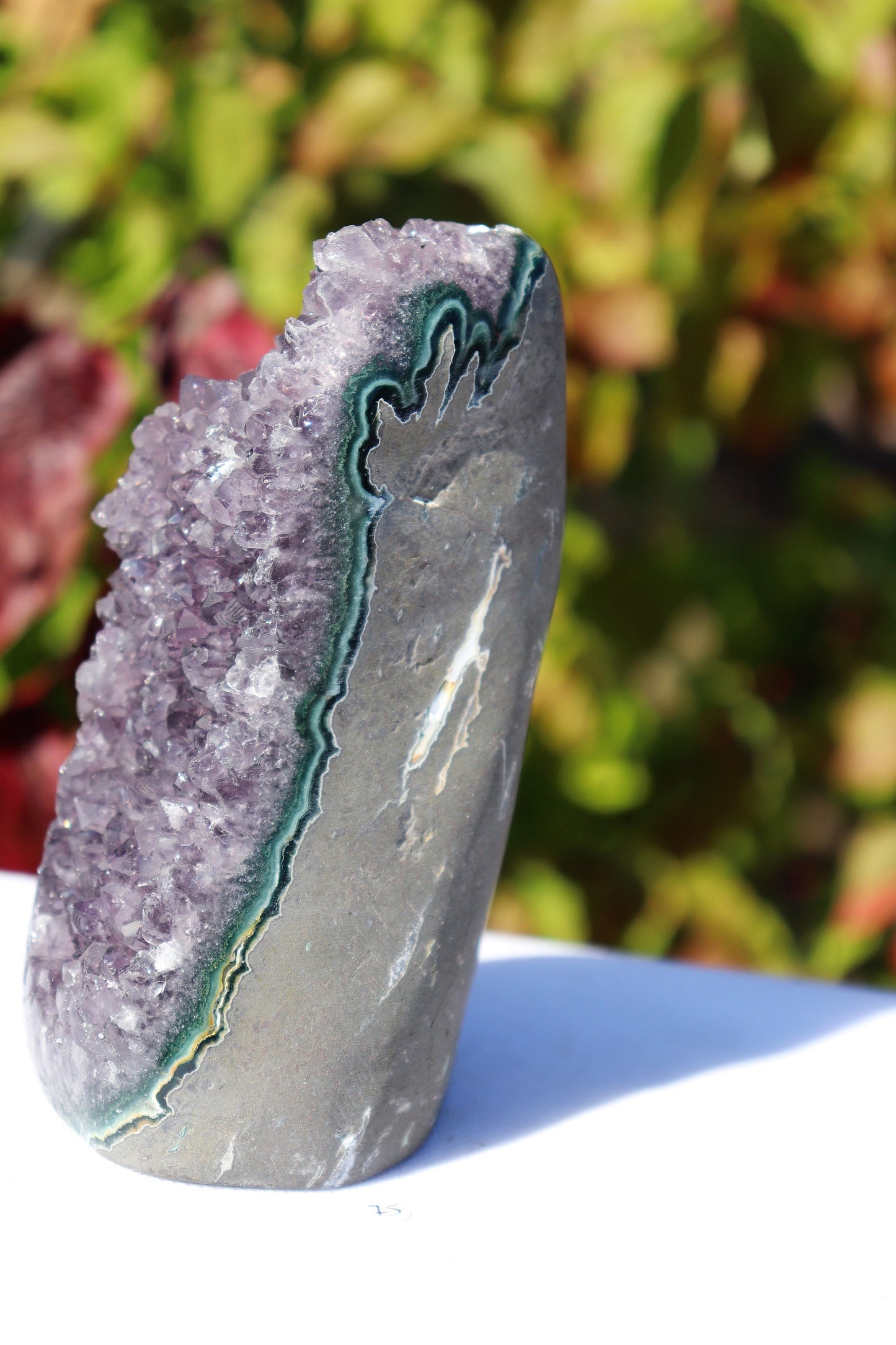 AMu75) Amethyst Crystal Geode Purple Free Standing Quartz Great Gift