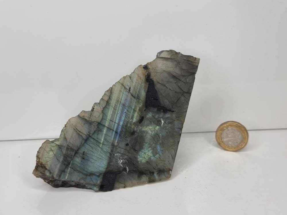 40LH) Labradorite Crystal Half Polished Slice