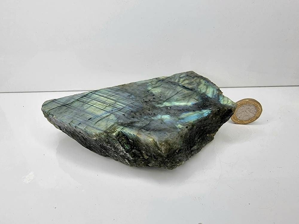 34LH) Labradorite Crystal Half Polished Slice