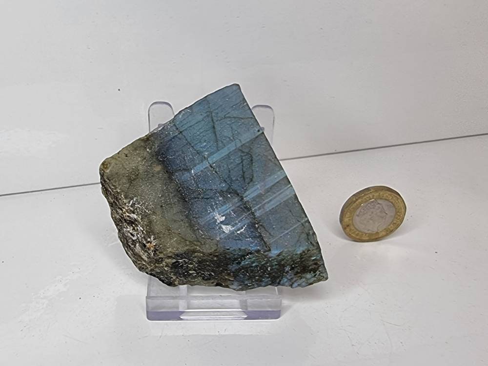 28LH) Labradorite Crystal Half Polished Slice