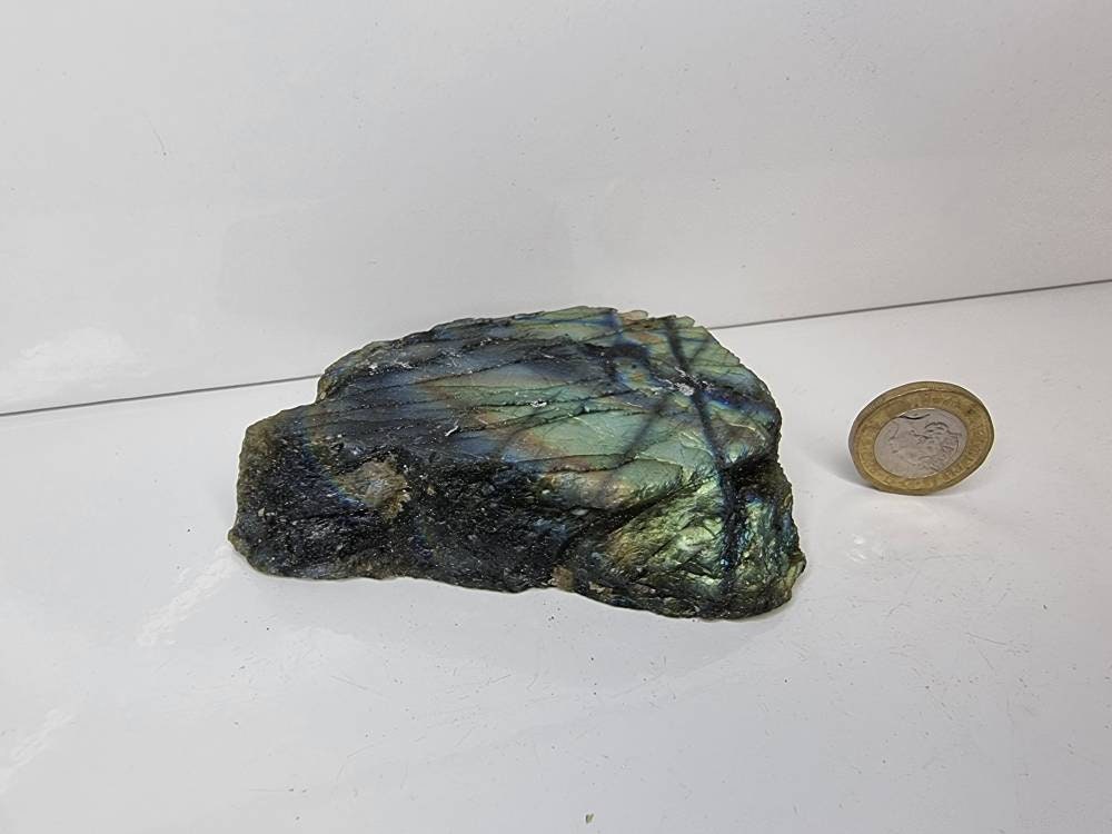 22LH) Labradorite Crystal Half Polished Slice
