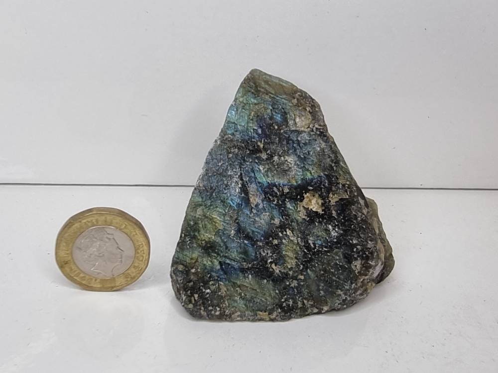 10LH) Labradorite Crystal Half Polished Slice