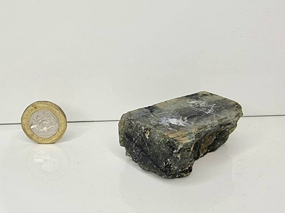 4LH) Labradorite Crystal Half Polished Slice