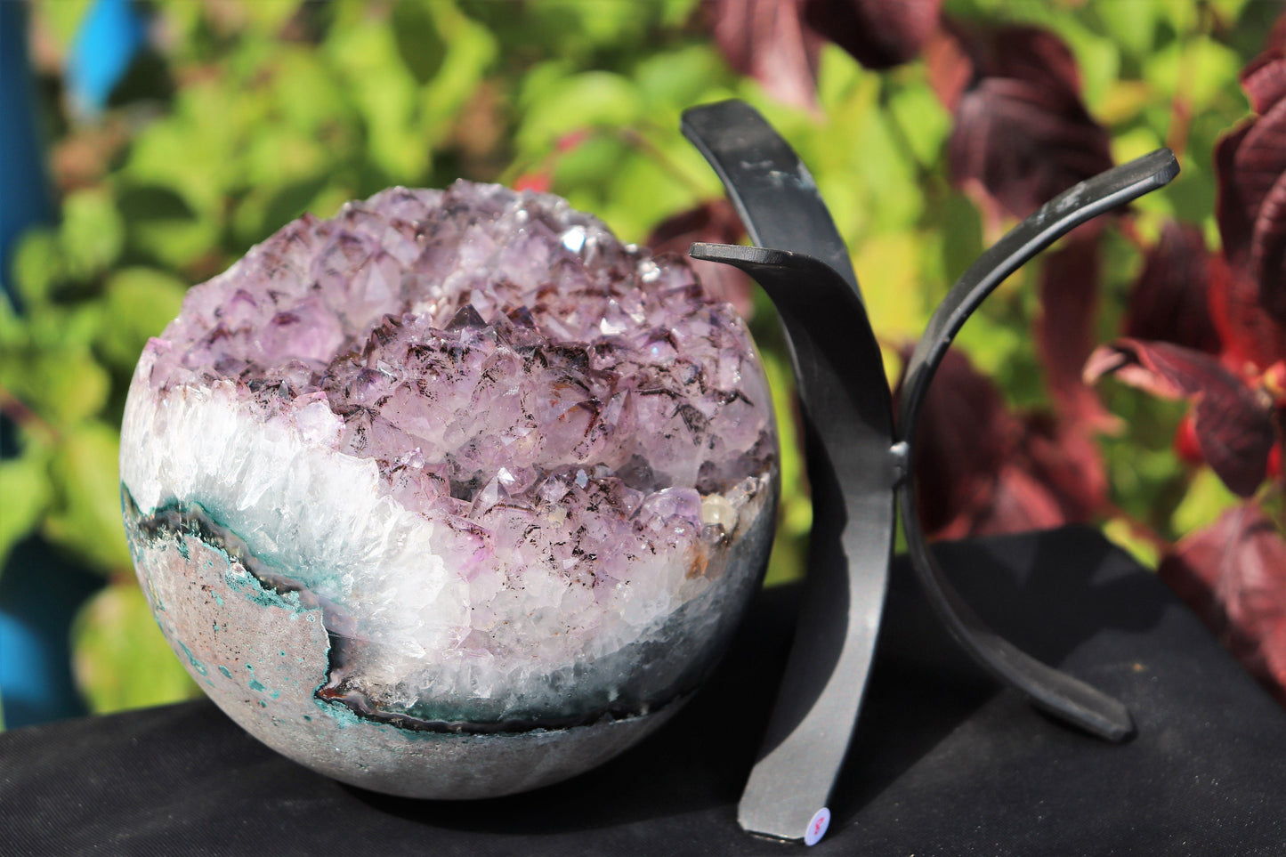 8) Large Amethyst Quartz Crystal Sphere On Custom Stand ~ Natural Art Home Decor