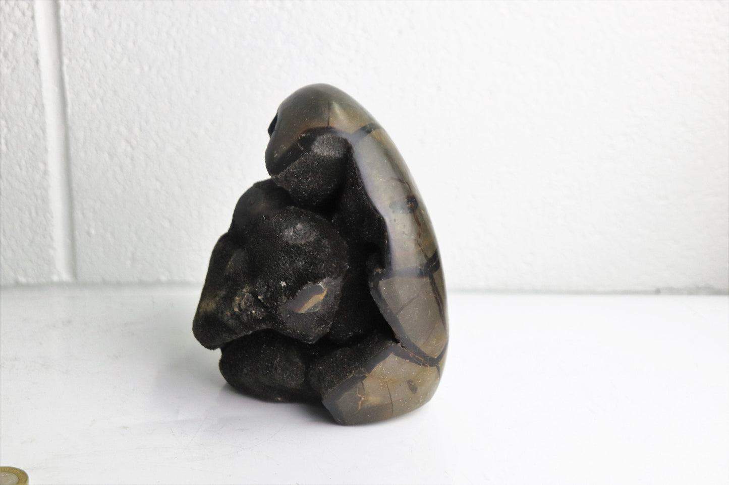 3) Black Septarian Calcite Crystal