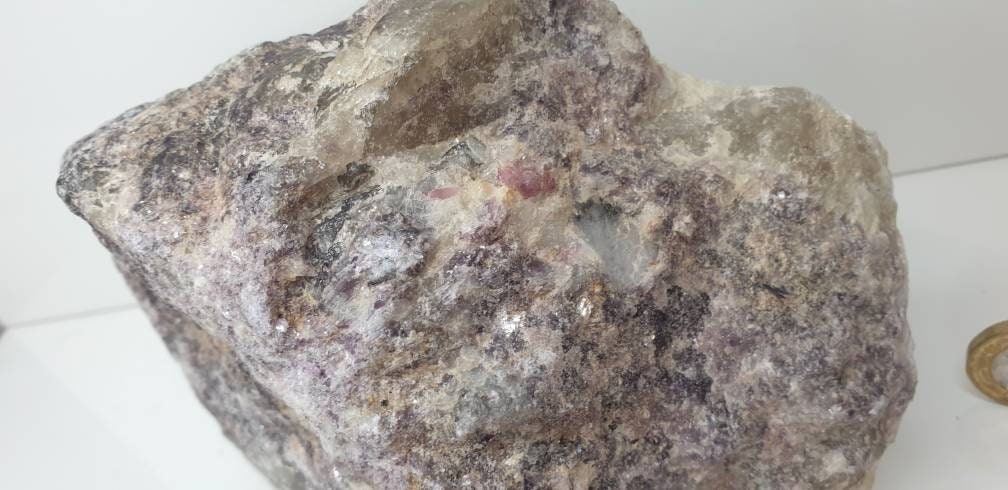 25) Lepidolite With Tourmaline Crystal Rough Raw