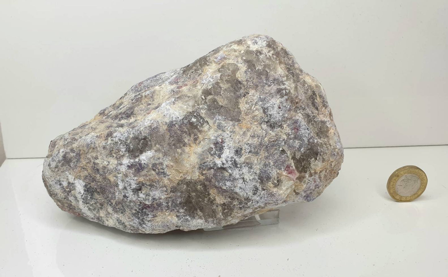 22) Lepidolite With Tourmaline Crystal Rough