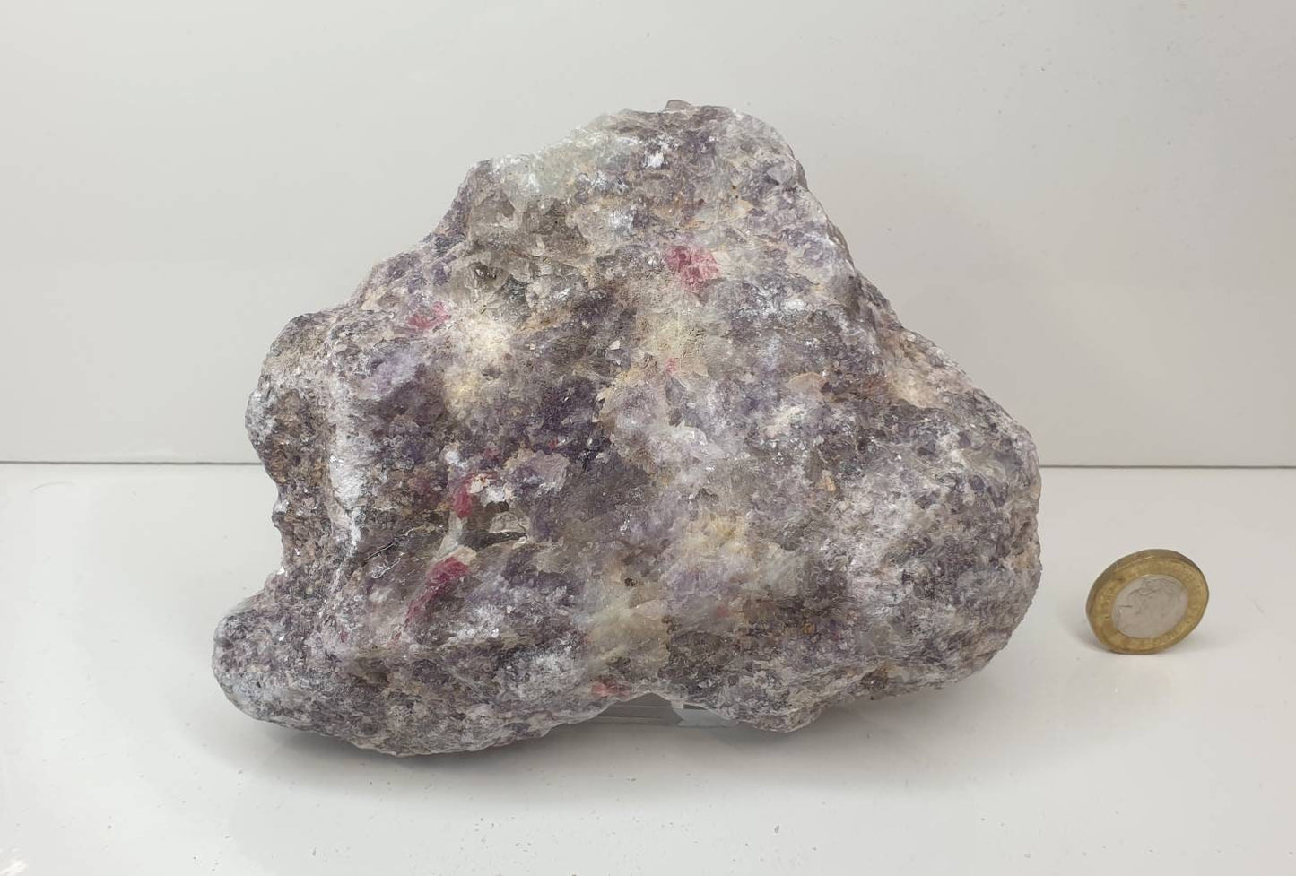 21) Lepidolite With Tourmaline Crystal Rough