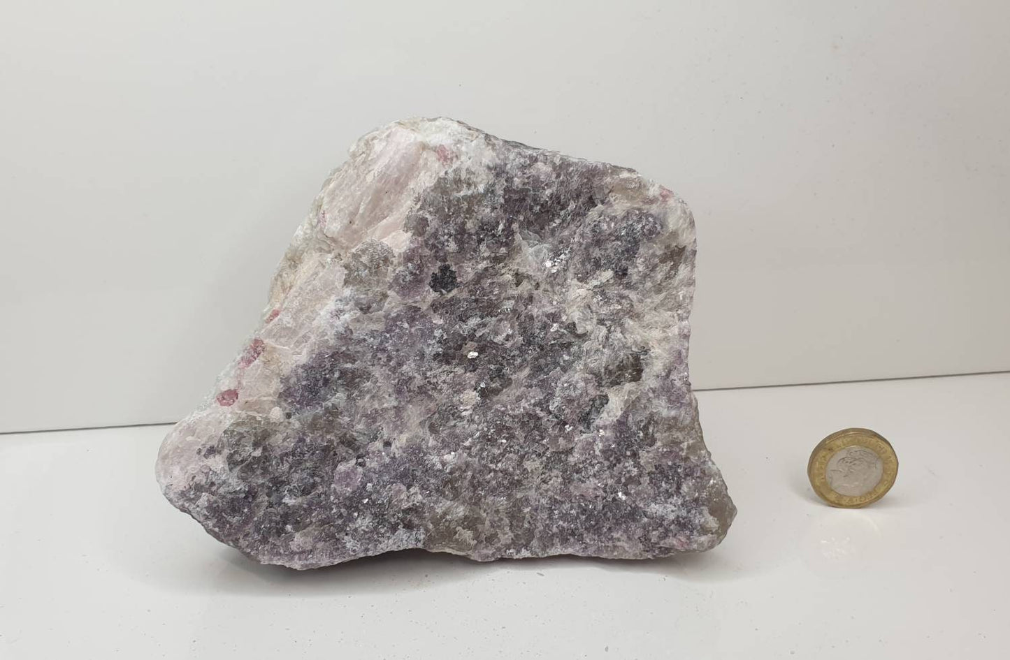 19) Lepidolite With Tourmaline Crystal Rough