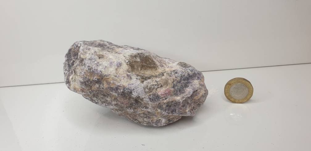 16) Lepidolite With Tourmaline Crystal Rough