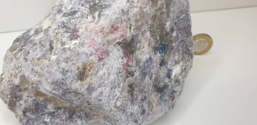 15) Lepidolite With Tourmaline Crystal Raw