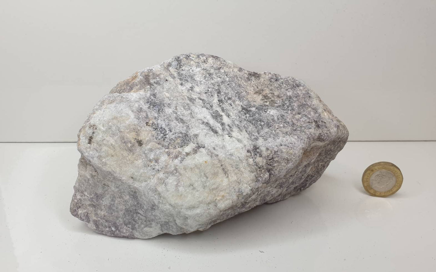 18) Lepidolite With Tourmaline Crystal Rough