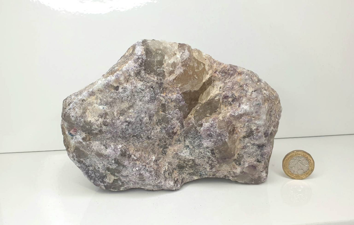 12) Lepidolite With Tourmaline Crystal Raw