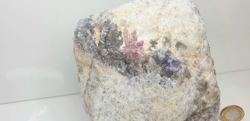 3) Lepidolite With Tourmaline Crystal Rough