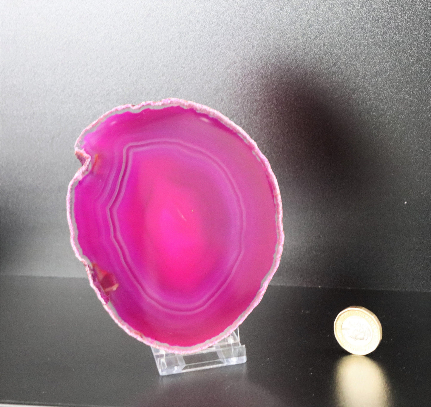 large pink agate slice coaster