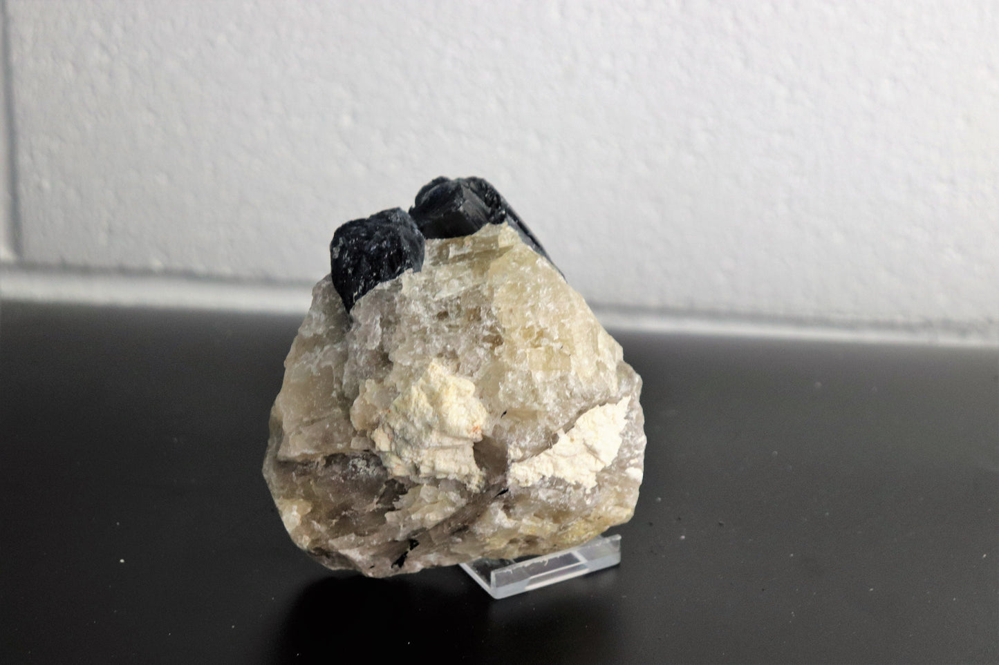 11) Large Black Tourmaline Crystal In Quartz - Tourmalated Quartz